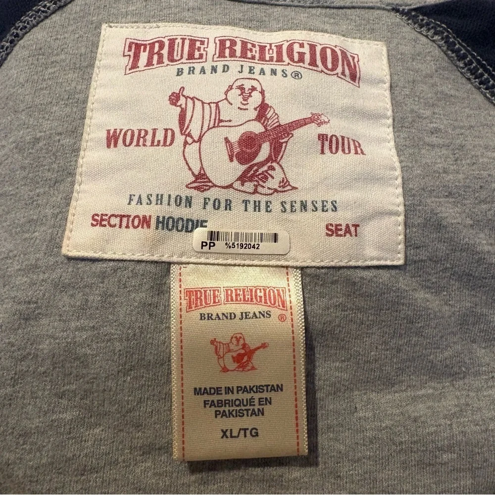 Vintage TRUE RELIGION Men Y2K Rainbow Hoodie Zipped Jacket Size XL